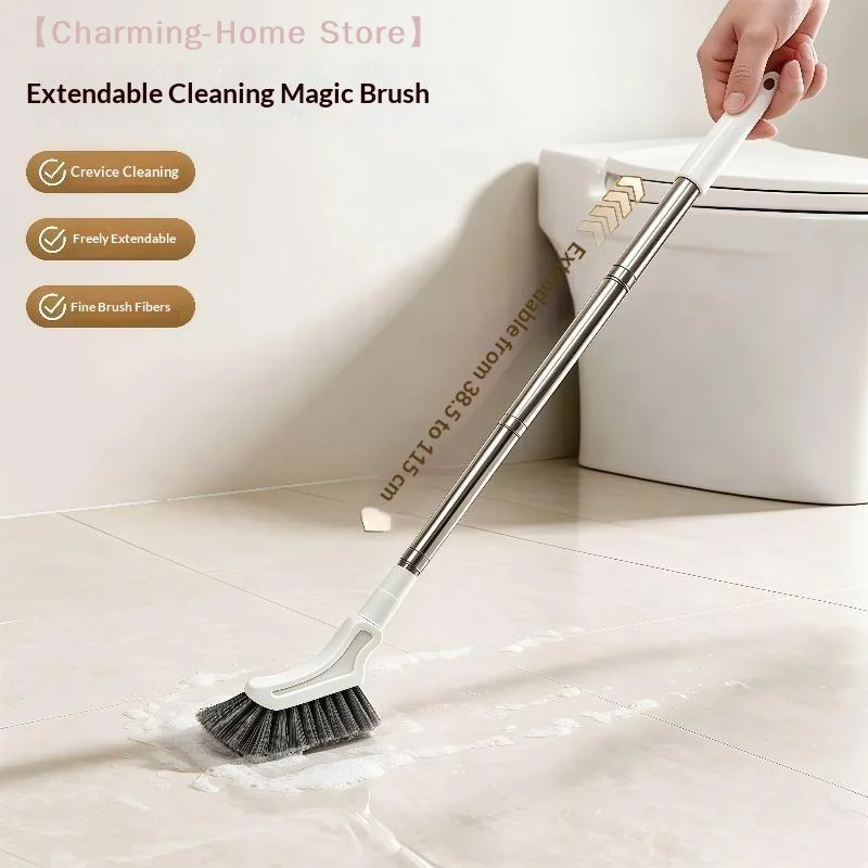 【M】1 Pc Long Handle Telescopic Cleaning Brush Narrow Head Adjustable For Bathroom Toilet Window Gaps Floor Crevices
