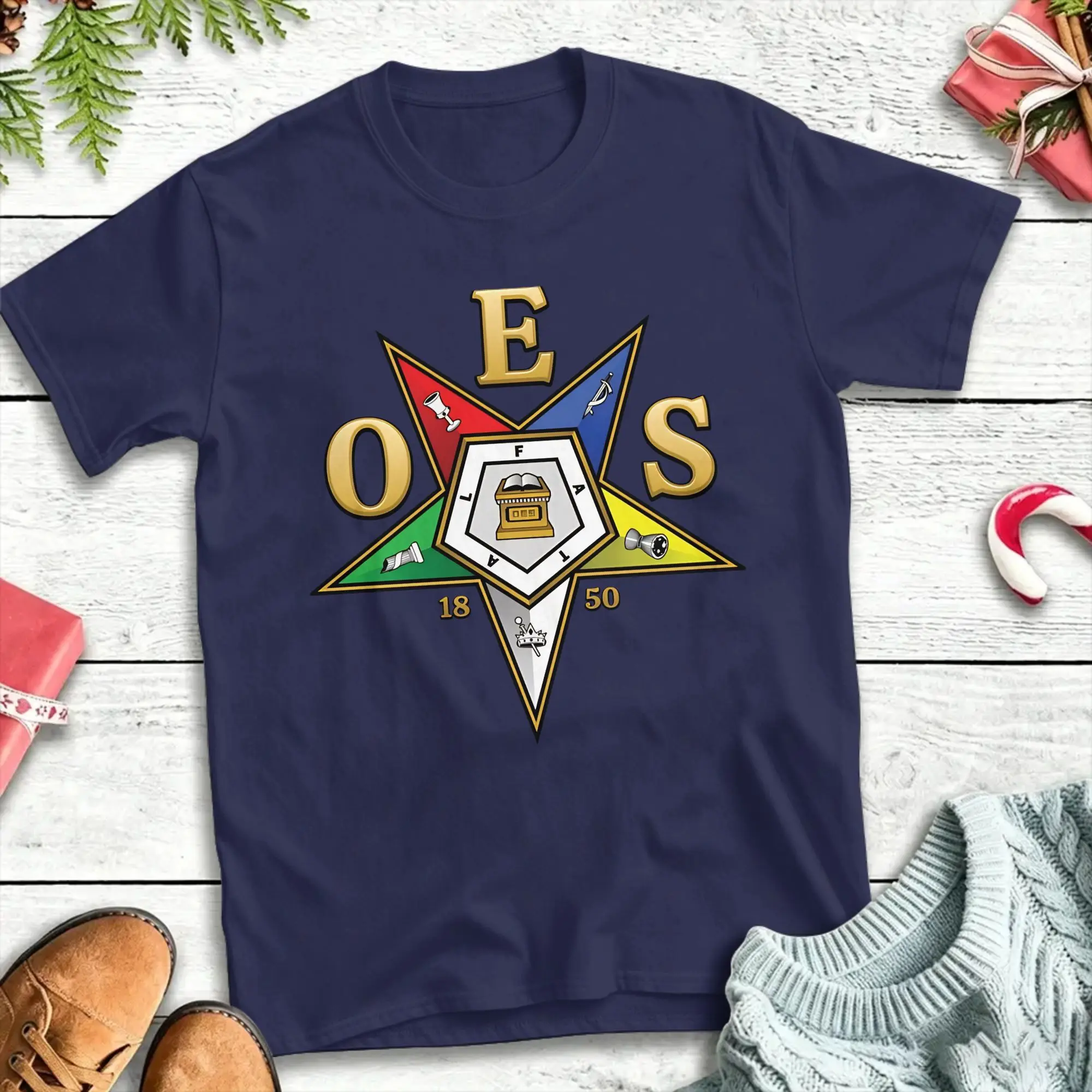 OES Order Of The Eastern Star T-Shirt for Men  Novelty Cotton Tee Shirt Crewneck Short Sleeve T Shirts Plus Size Tops