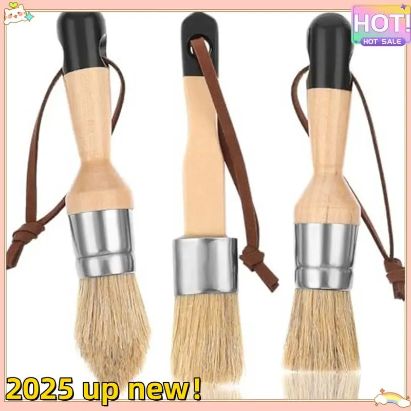 3 Pack Chalk Paint Brushes Set Kit For Furniture Reusable Flat And Round Chalk Paint Brushes Set For Folk Art Home Decor