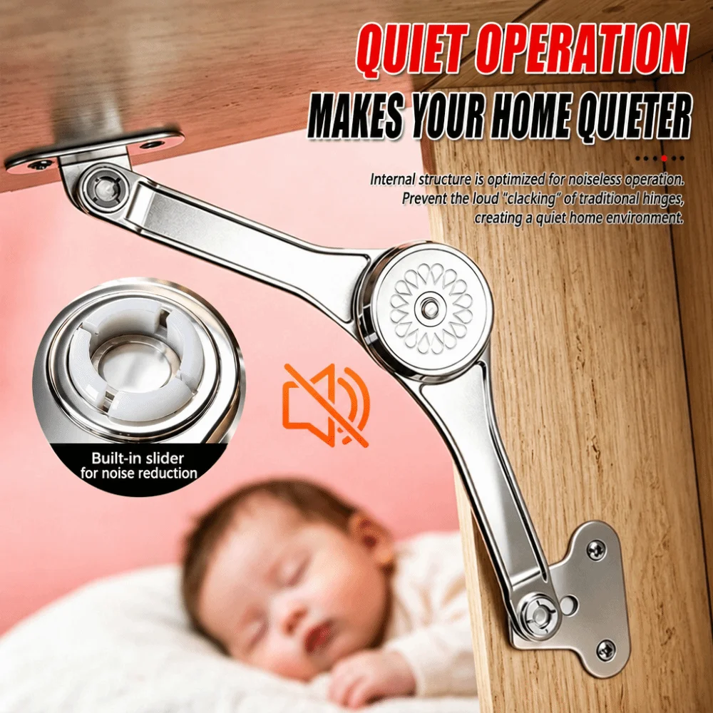 Satin Nickel Finish Lid Support Hinge Soft Close Mechanism Hydraulic Damping Cabinet Door Hinge Adjustable Strength