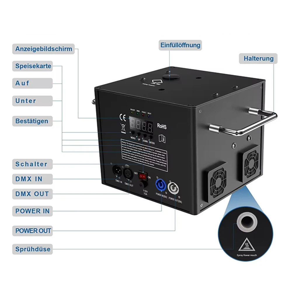 리모컨 Dmx 512 무대 특수 효과 기계, 걸이식 콜드 스파크 머신, Dj 디스코 파티, 나이트클럽 웨딩용, 600W