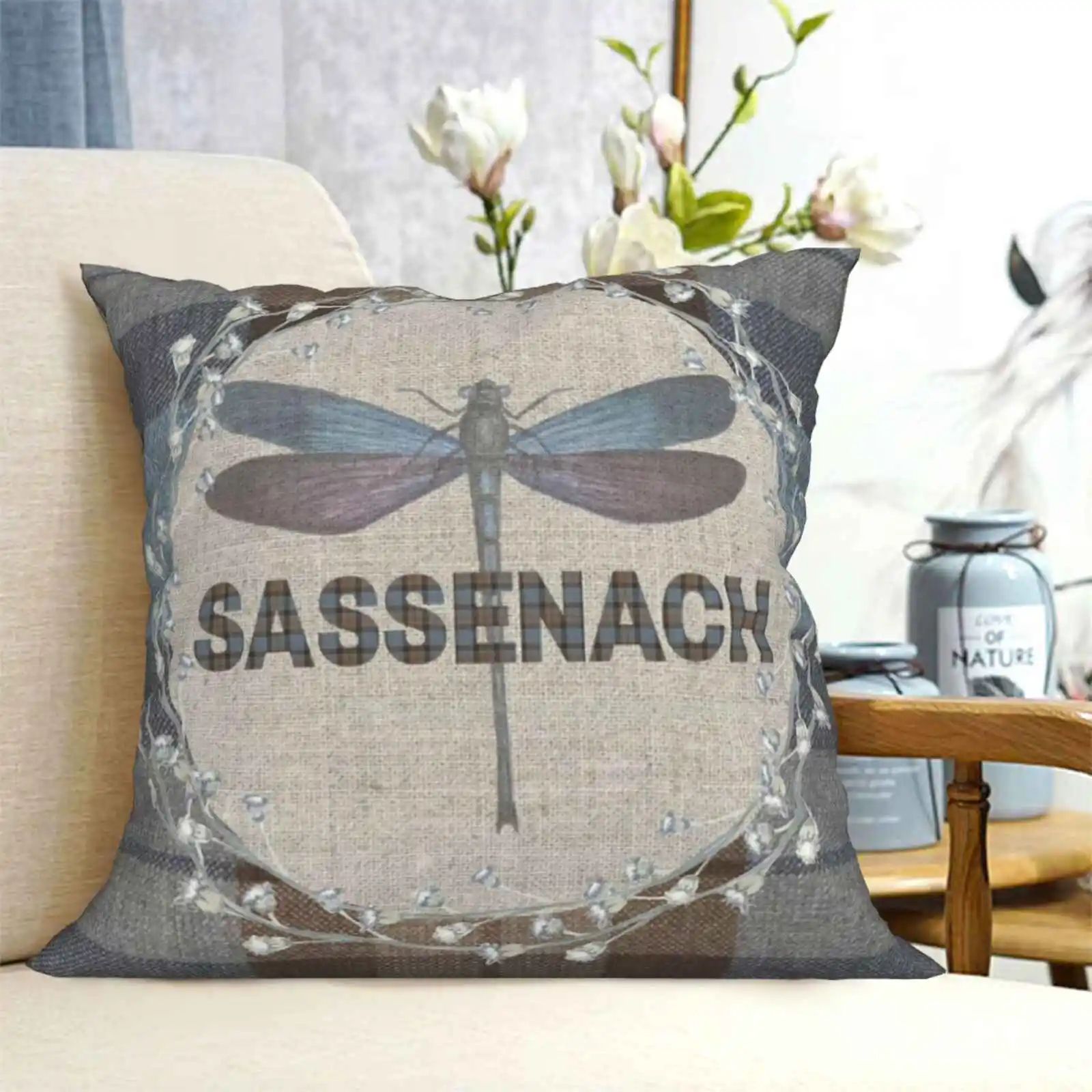 Outlander-Fraser Tartan Kilt-Sassenach Dragonfly And Thistle Home Sofa Car Cushion Cover Pillowcase Diana Gabaldon Sassenach