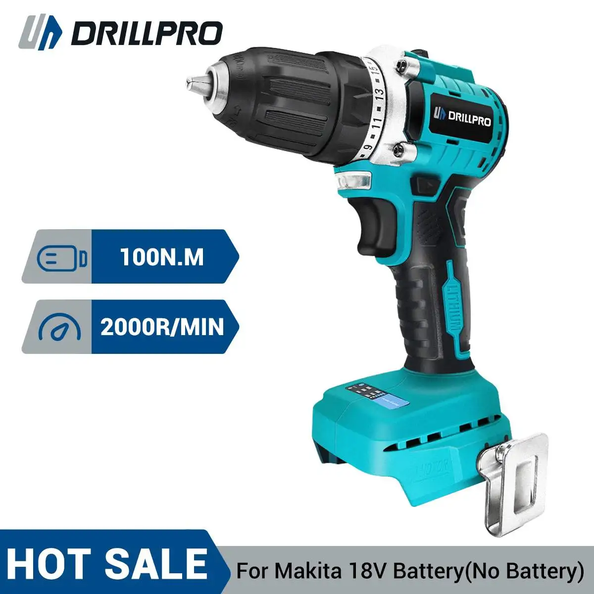 

Drillpro 10mm Brushless Electric Drill Screwdriver 2 Speed 23 Torque Screwdriver for Ice Screws Power Tool For Makita18v Battery