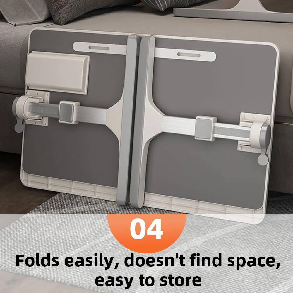 โต๊ะแล็ปท็อปปรับได้สำหรับเตียงพร้อมชั้นวางหนังสือลิ้นชักปรับความสูงได้9.4 "-12.6" ที่ยึดโต๊ะคอมพิวเตอร์อะลูมินัมอัลลอย