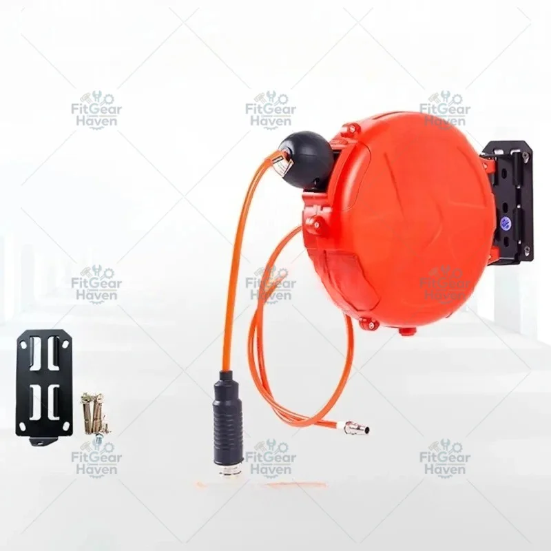 Automatic Retractable Air Hose Reel 10M Auto Rewind with Lock for Garden & Workshop