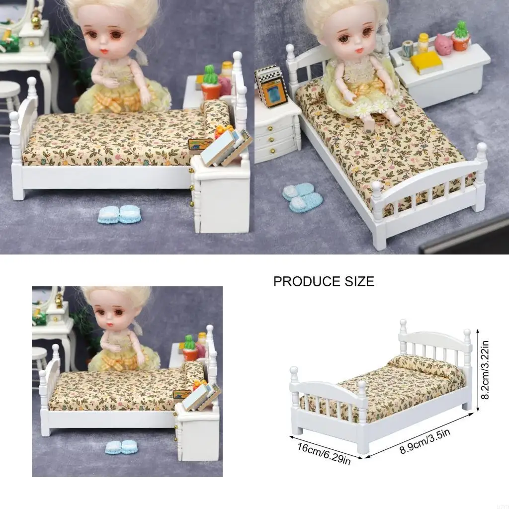 

D7YD Dollhouses 1:12 Шкала деревянные кровати цветочный лист для энтузиастов моделей