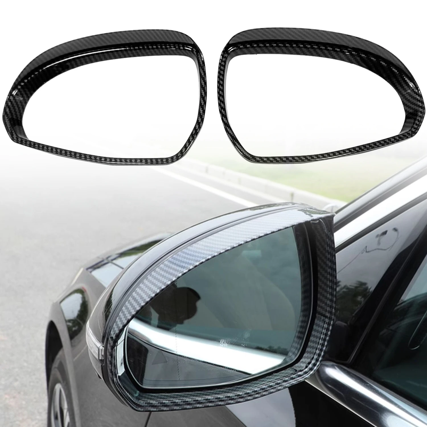 for Mercedes-Benz E-Class W214 S214 2024 Carbon Fiber Grain Rearview Mirror Rain Brow Sun Visor Cover Trim Left-hand Drive Only