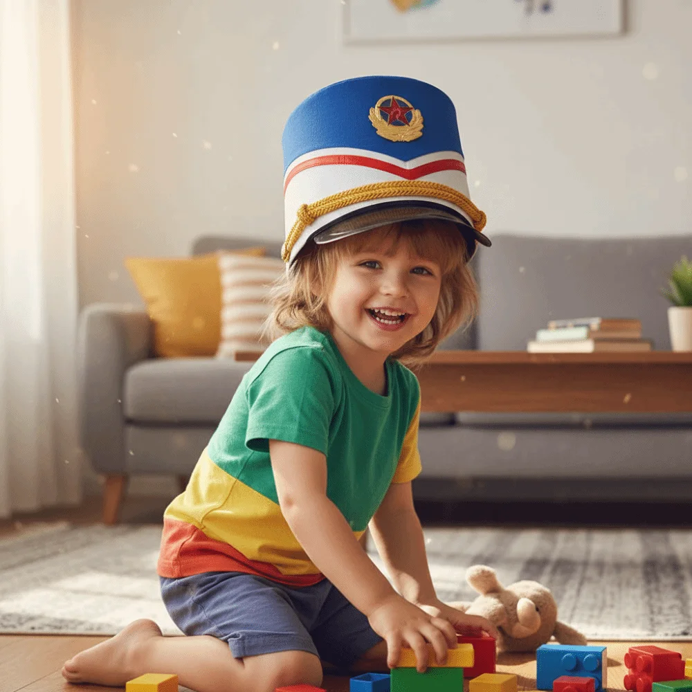 Cosplay Show Marching Band Hat Gold Trim Strips Skin-friendly Drum Major Master Hats Themed Party Photography Soldier Top Cap