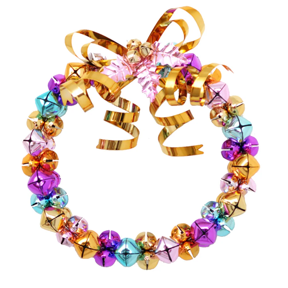 

10 8 Inch Christmas Wreath Decoration Creative Iron Wall Hanging Garland Bells Door Window Floral Home Plastic Christmas Decor