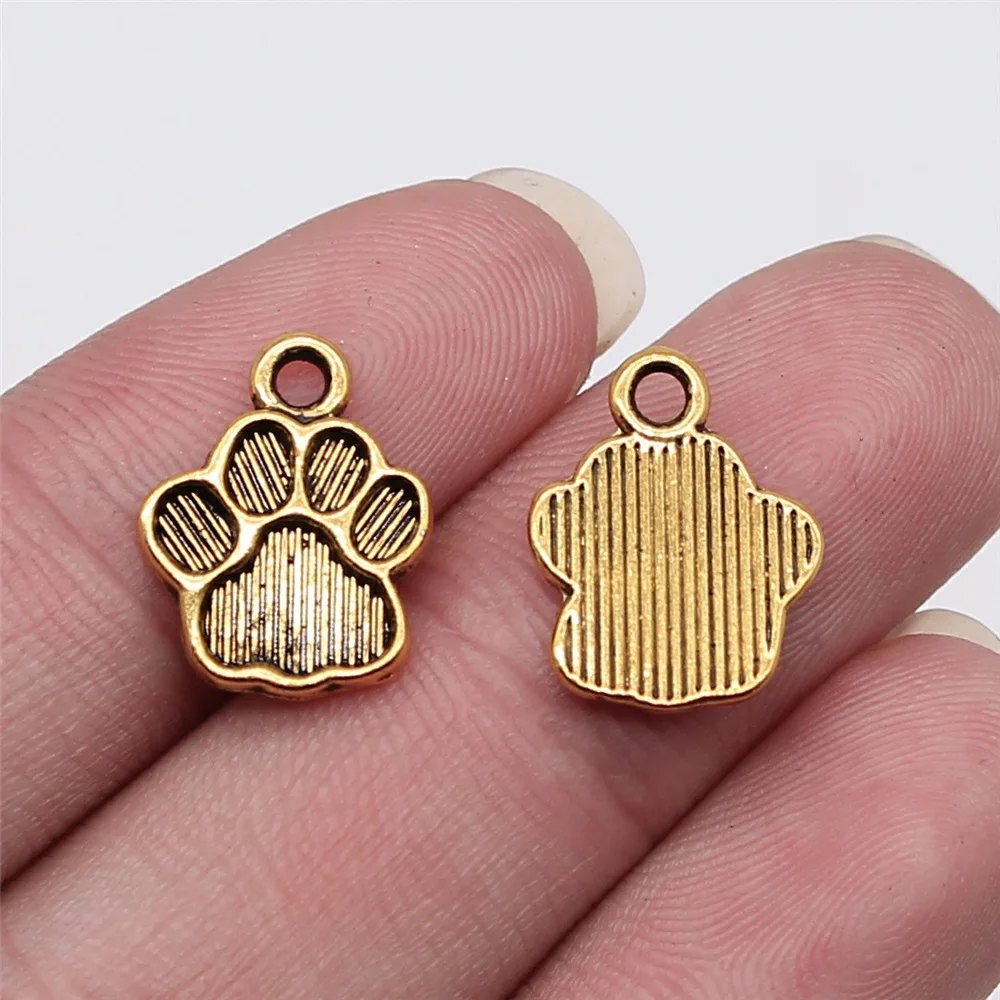 20pcs Charms Dog Paw Tibetan Bronze Silver Color Pendants Antique Jewelry Making DIY Handmade Craft