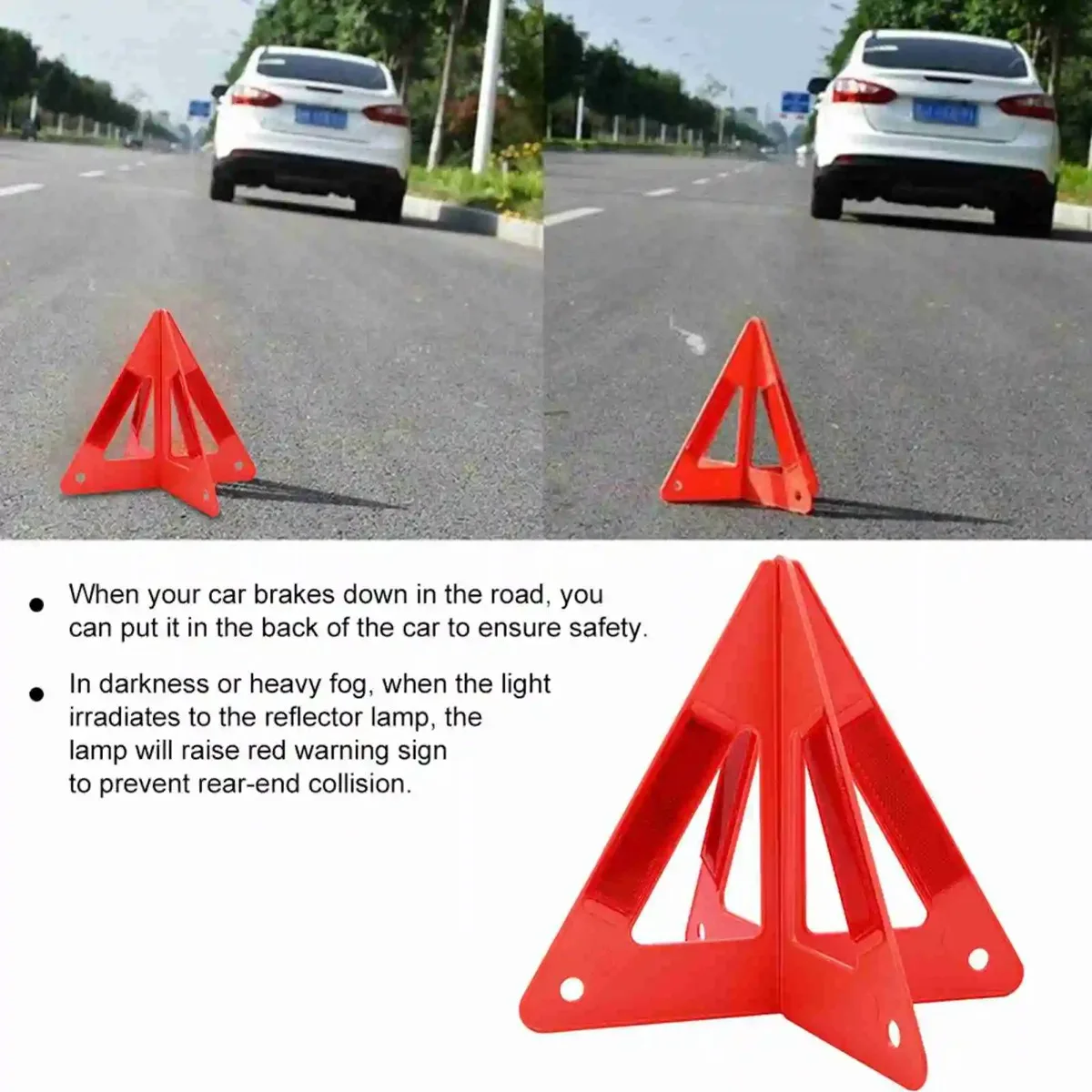 Red Reflective Safety Hazard Car Accessories Car Tripod Folded Stop Sign Reflector Car Emergency Breakdown Warning Tool Triangle