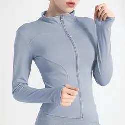 Sports Top Women's Long-Sleeved Tight Short Style Slimming Fitness Coat Running Speed Dry Stand-Up Collar Jacket Yoga Clothes