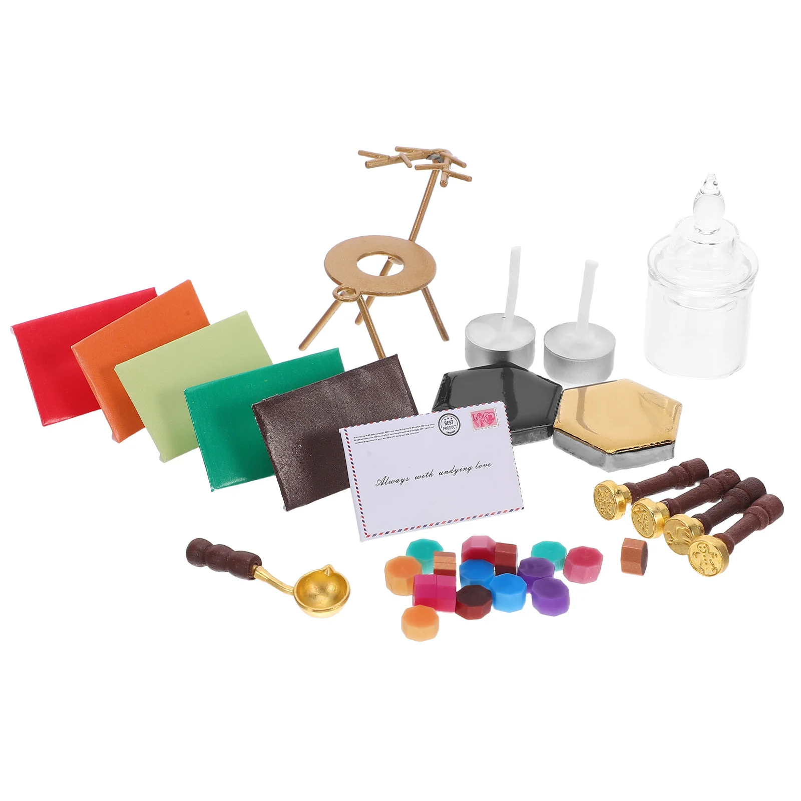 

1Set Mini Wax Seal Stamp Set Dollhouse Miniature Christmas Theme Wax Melting Tools DIY Decoration Accessories Mini House Decor