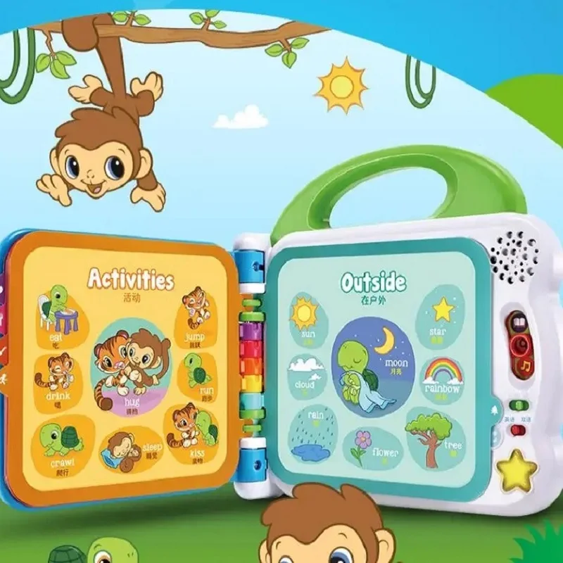 

English Bilingual 100 Word Language Early Education Learn Machine Audio Book Animal Sound Cognative Smart Touch Read Toy Gift