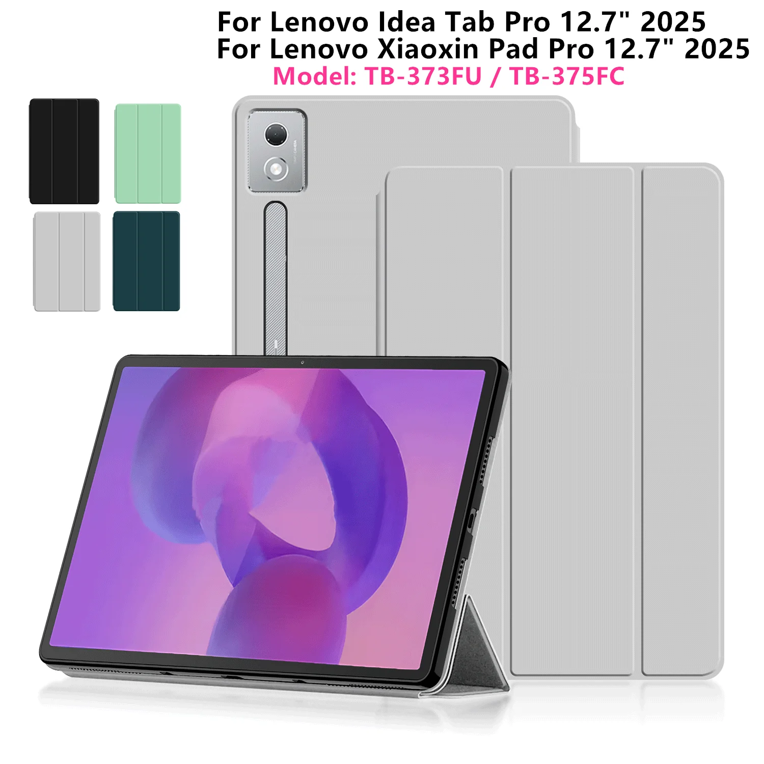 

Чехол для Lenovo Idea Tab Pro 12,7 дюйма TB-373FU, откидная крышка-подставка из искусственной кожи для Xiaoxin Pad Pro 12,7 дюйма, 2025 TB-375FC, чехол для планшета