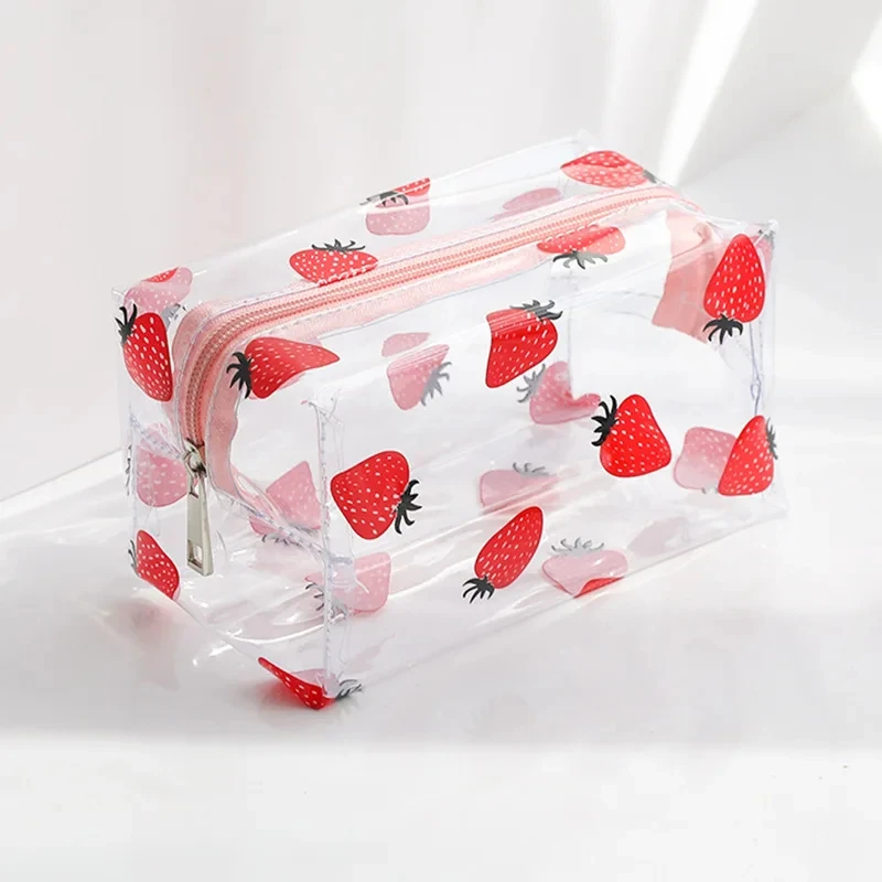 Kawaii Cute Transparent Cosmetic Bag Outdoor Travel Waterproof Pencil Case Makeup Organizer Pouch Beauty Storage Cases Bags