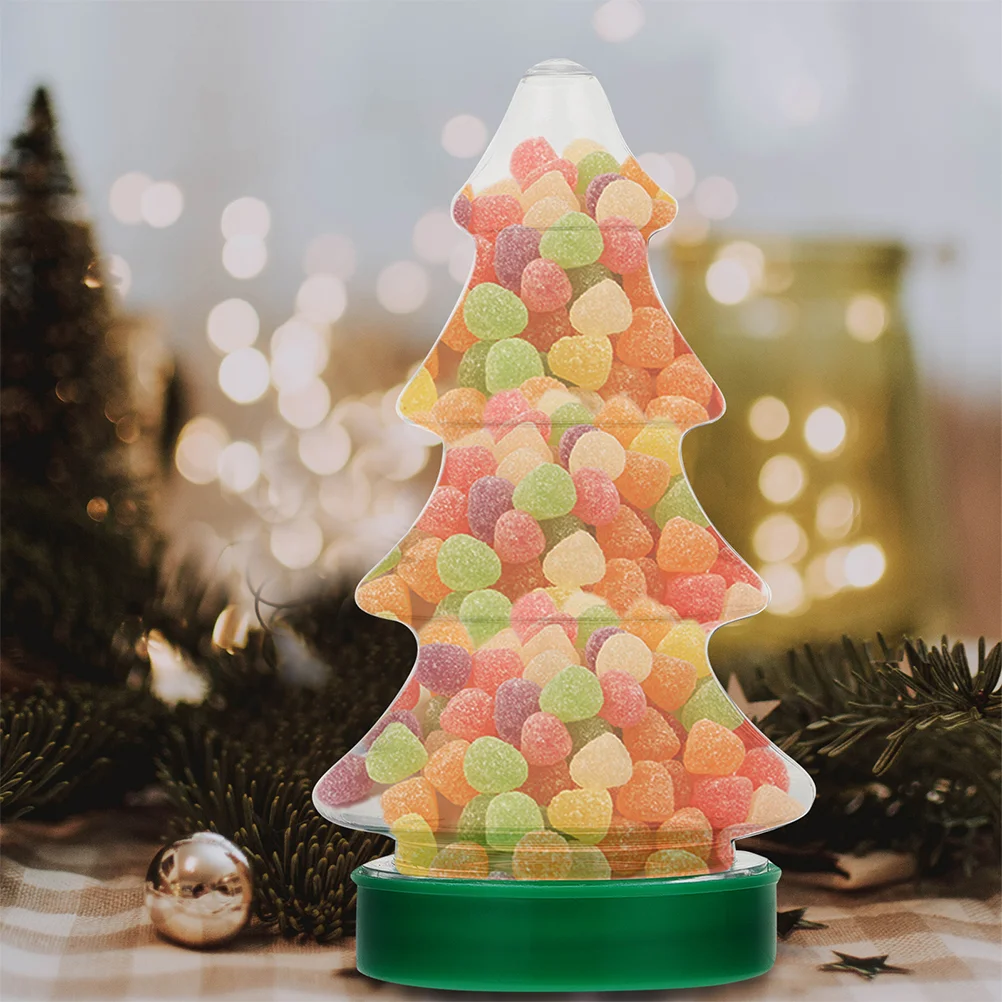 6 Pcs Candy Bottle Holiday Jar Christmas Tree Boxes Xmas Shape Container Cookie Pet Plastic