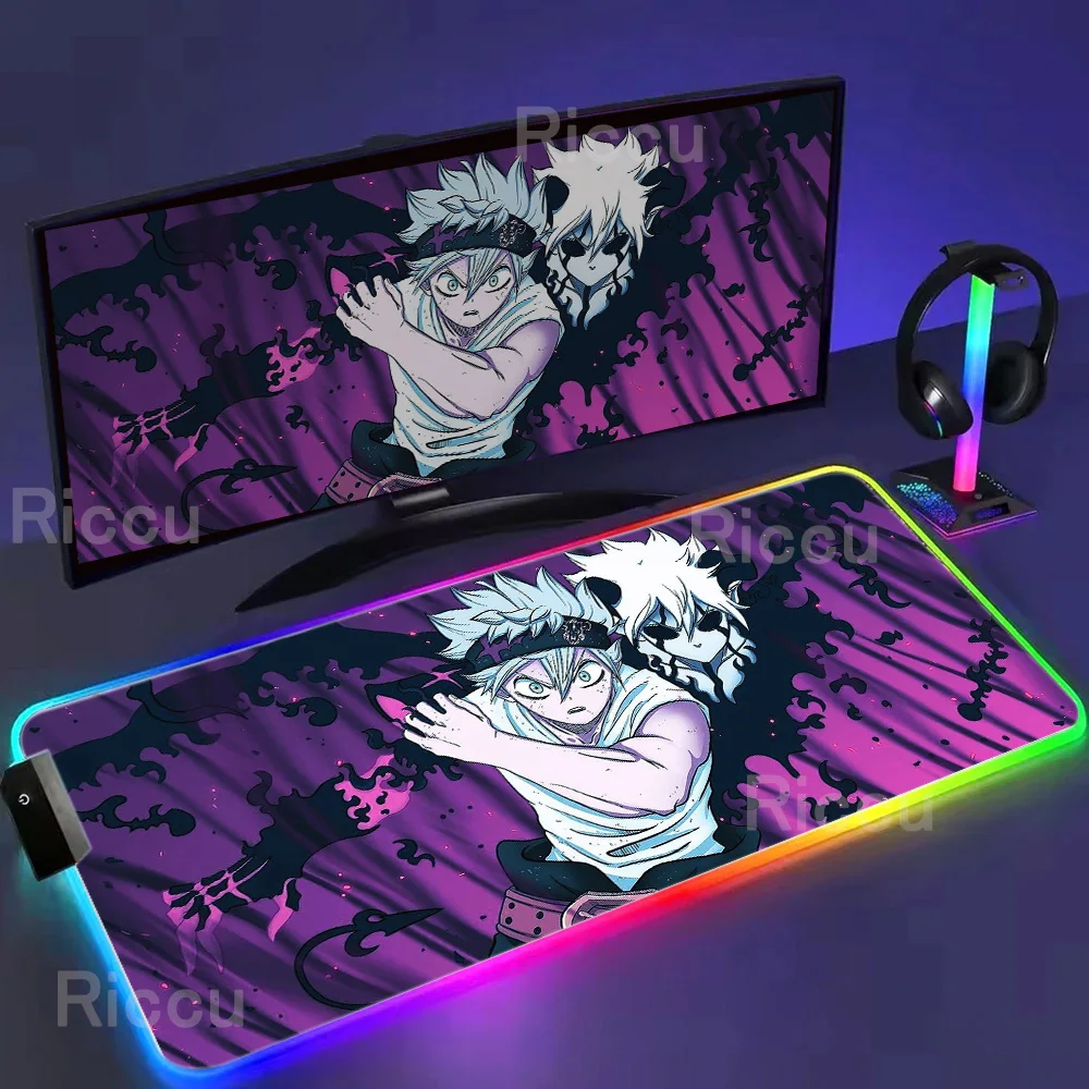 

New RGB Mousepad XXL Anime Black Clover Mouse Pad Large Notebook MousePad Rubber Big Desk Mats Non-slip Laptop 900×400mm Playmat