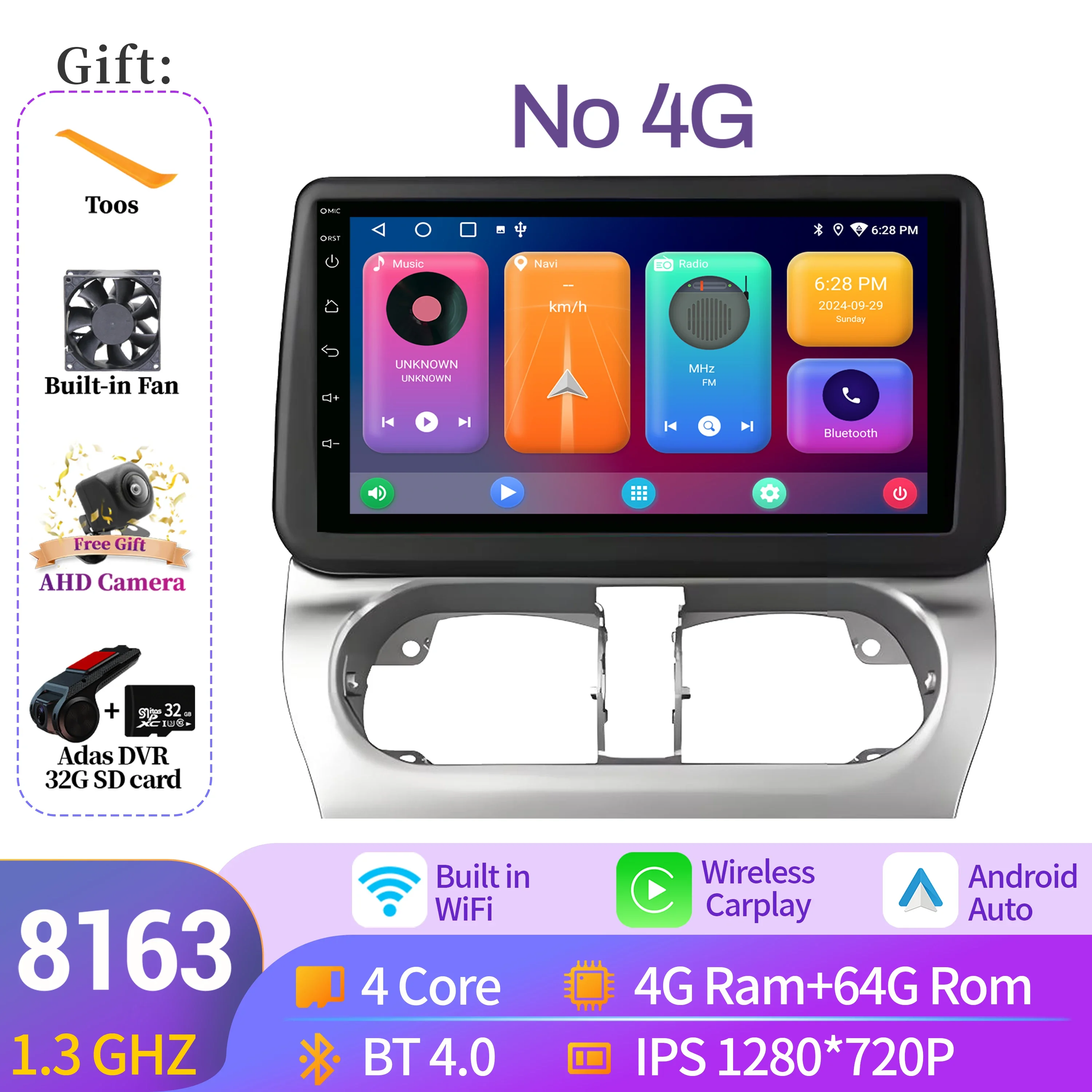Voor Opel Combo Corsa Tigra 2001-2011 Autoradio Multimedia GPS Apple Android 14 Draadloze BT CarPlay 7862 8 + 256 2 K QLED Scherm