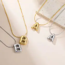 My Shape Letter Necklace Balloon Initial Women Christmas Gifts Stainless Steel A-Z Alphabet Pendants 26 Letters Fashion Jewelry