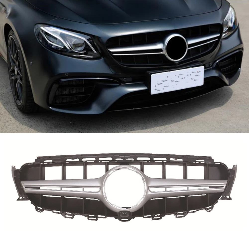 

AMG Style Grill For Mercedes Benz E Class W213 2016-2020 Front Grille Silver/Black E200 E250 E300 Upper Bumper Hood Mesh Grid