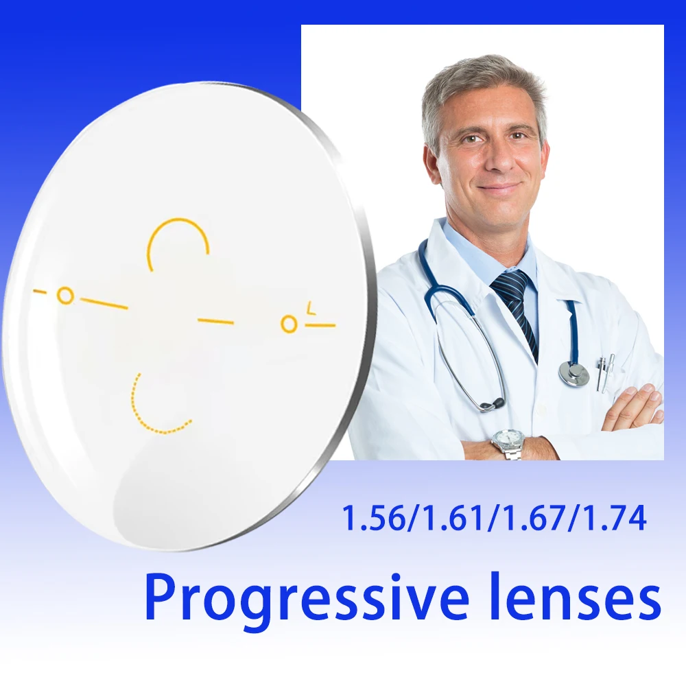 156-161-167-174-超薄型傷防止反射防止hd透明広視野累進多焦点レンズ