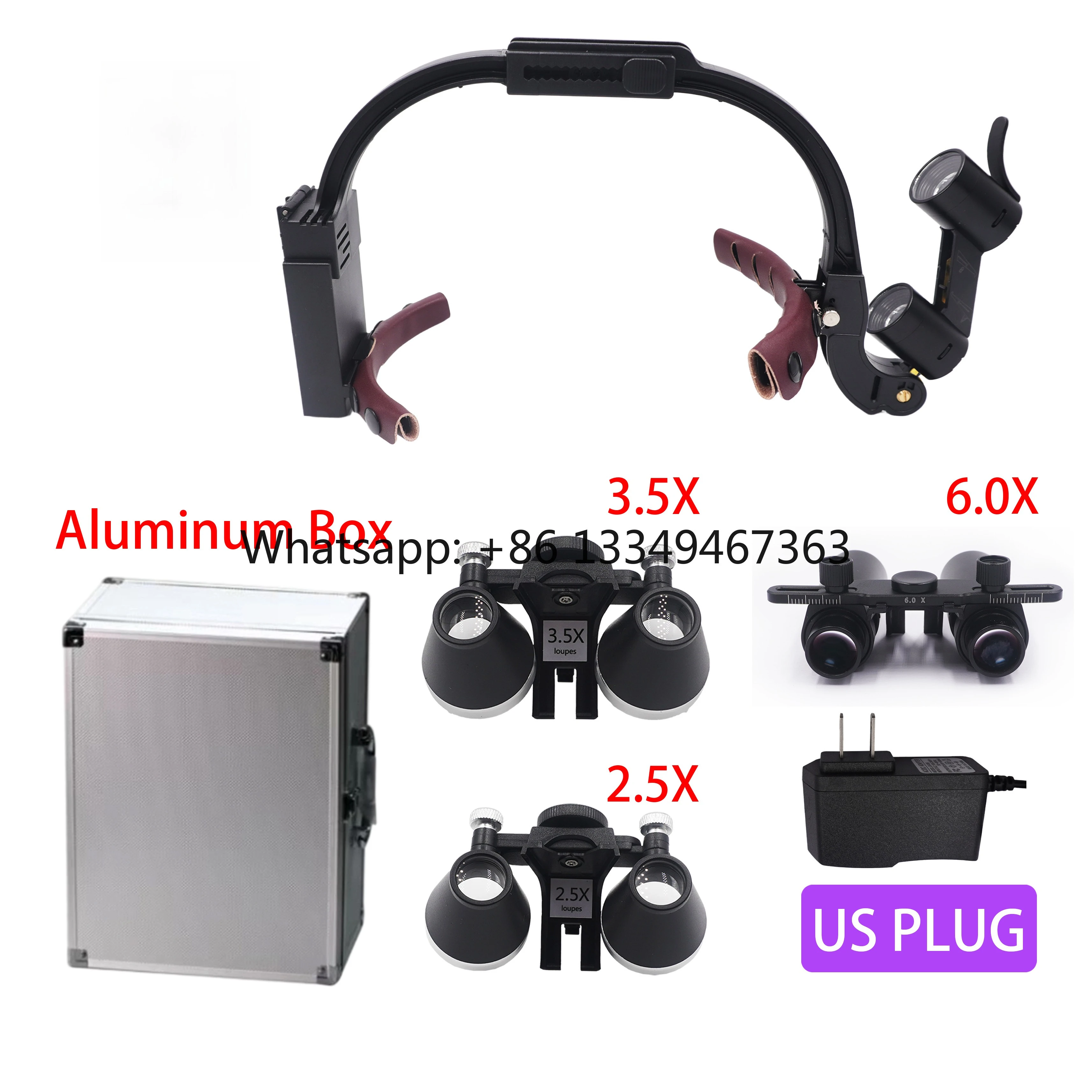

Dental 5W LED Light 2.5X3.5X 6XSet Binocular Magnifying Glasses Headlight Reusable Lupas Dentales