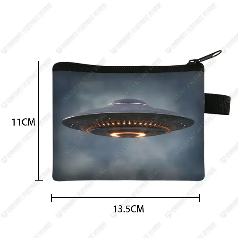 Alien L Want To Believe Pattern Coin Bag Alien Face Coin Purse Cartoon UFO Card Key Earphone Holder Small Wallet Zipper Pouch