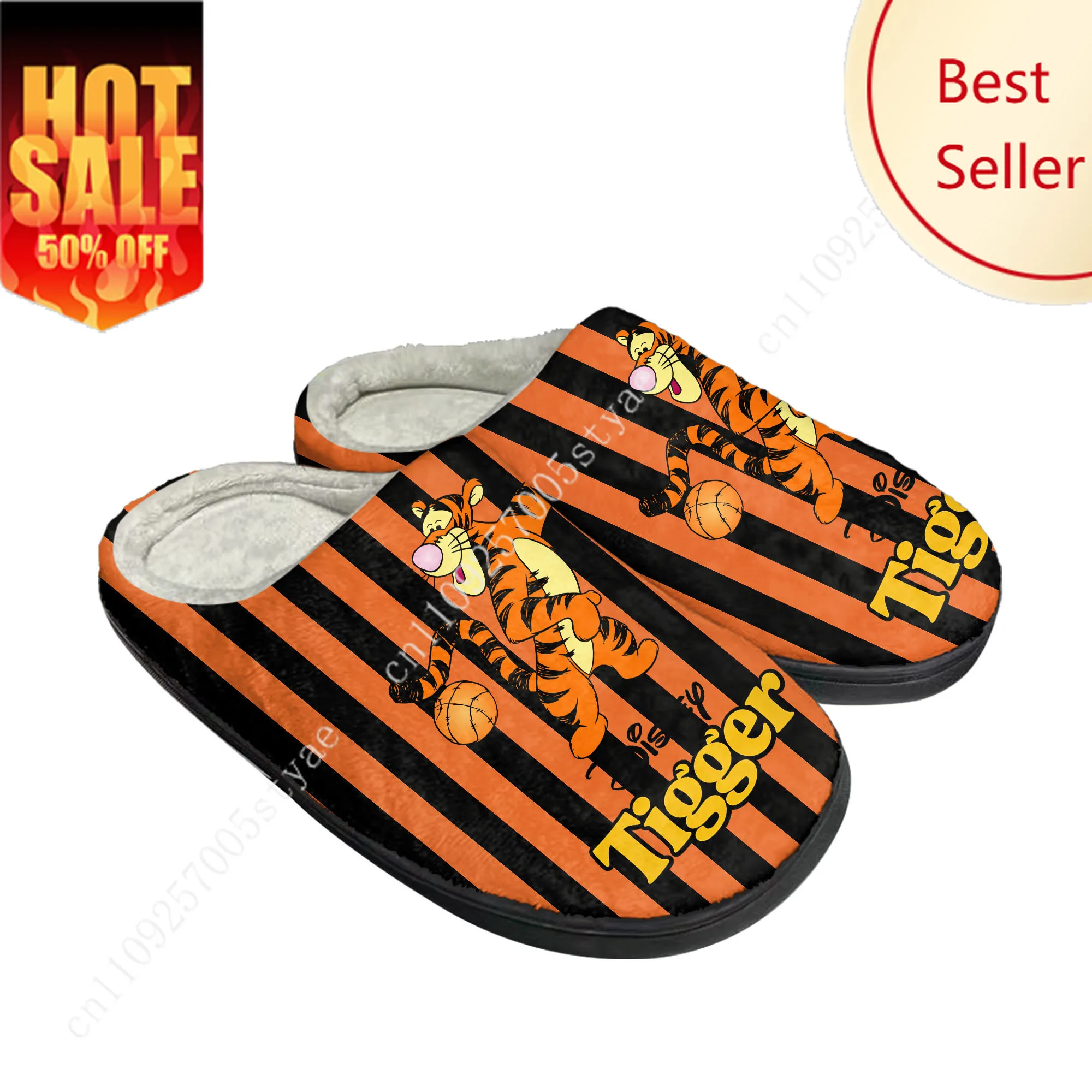 

Tigger Cotton Slippers Disney Cartoon Decorate Plush Indoor Shoes Design Your Photo Party Holiday Gifts Custom Shoe