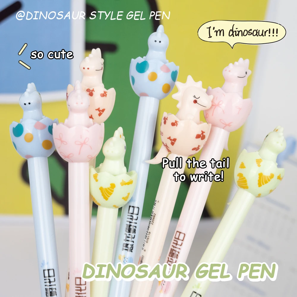 

4 Pcs/Set Dinosaur Party Gel Pens Creative Cartoon 0.5mm Black Ink Quick-drying Smooth Writing Pen for School Office Stationery