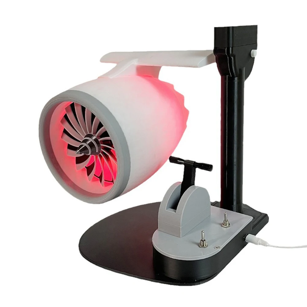 Creative Desktop Turbo Jet-Fan Engine Model Adjustable Speed Push Rod JetFan USB With Humidifying Spray And Red-Light Tail Flame