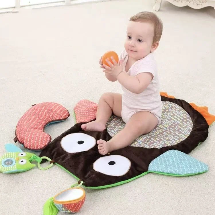Tapis de jeu en peluche douce pour bébé, 76cm x 76cm, tapis de jeu pour activités rampantes, coussin de jeu, oreiller rembourré, traversin, anneau de dentition, cadeau