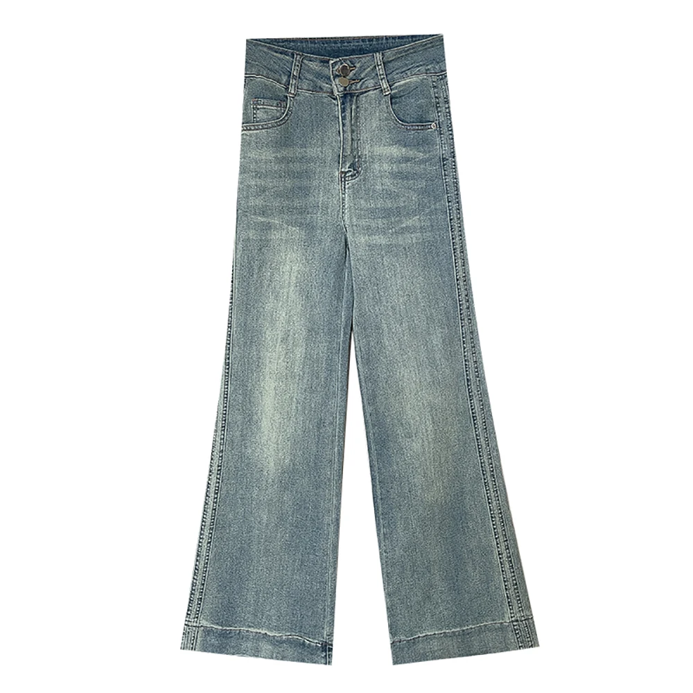 

Korean Style Casual Denim Trousers Women Spring Summer All-Match Wide Leg High Waist Long Jeans Daily Commute Pants Streetwear