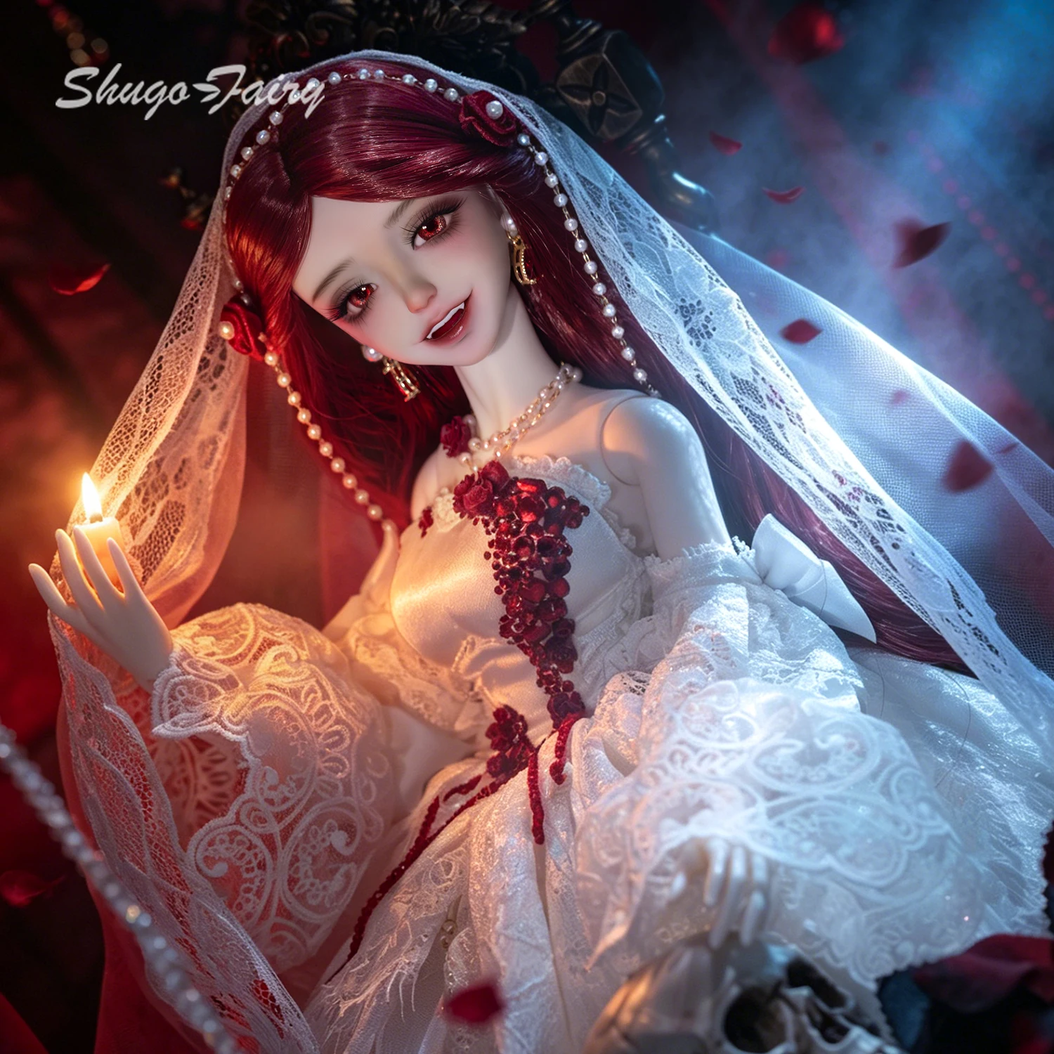 ShugaFairy Cassandra F BJD 1/4, Muñeca Articulada de Resina, Set Completo, Noble Revenge Heiress, Cabeza Sonriente con Sombrero de Ala Ancha, Hecha a Mano