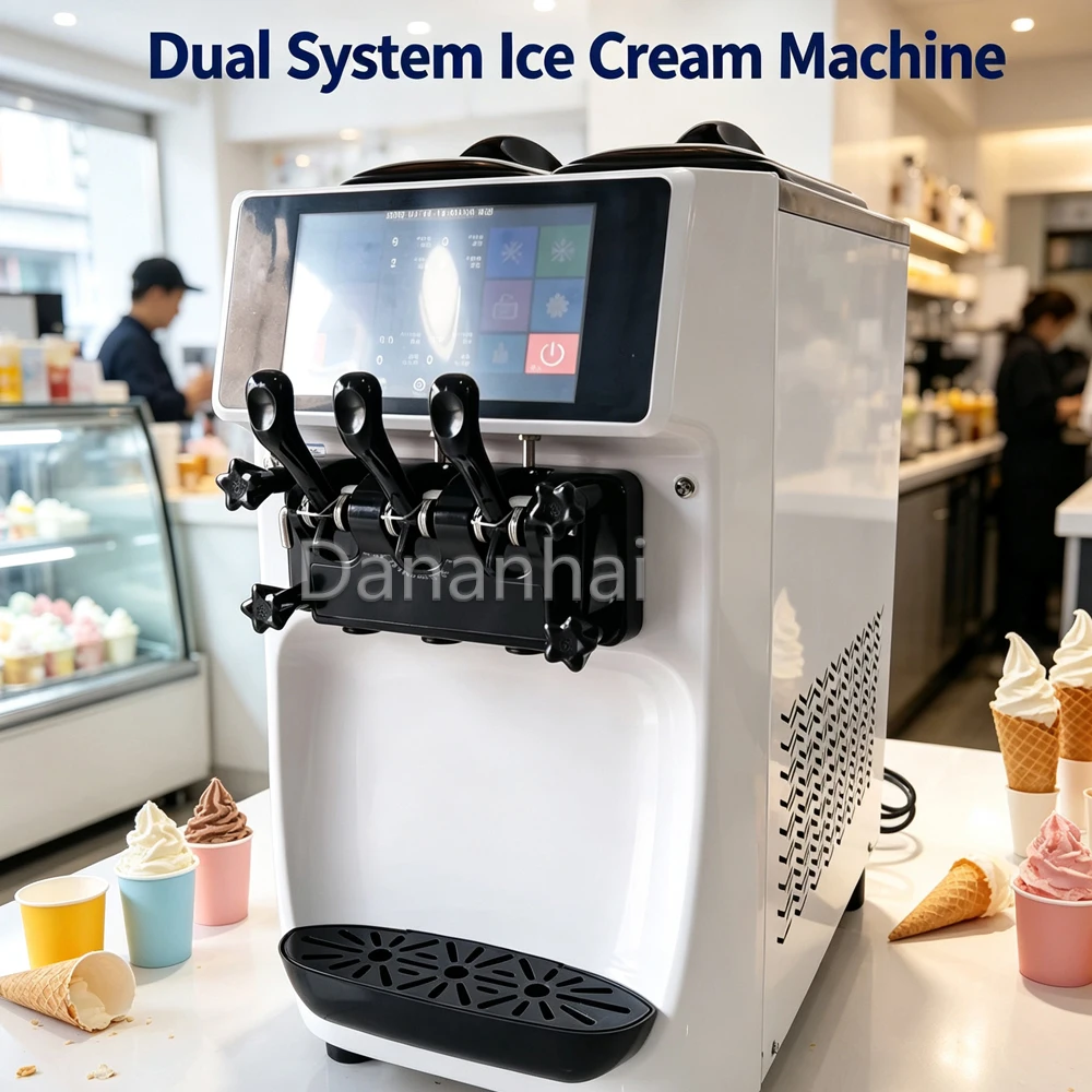 Commercial Soft Serve Ice Cream Machine GT32ERLW High Power 2900W 3 Flavor Ice Cream Maker For Small Catering Business