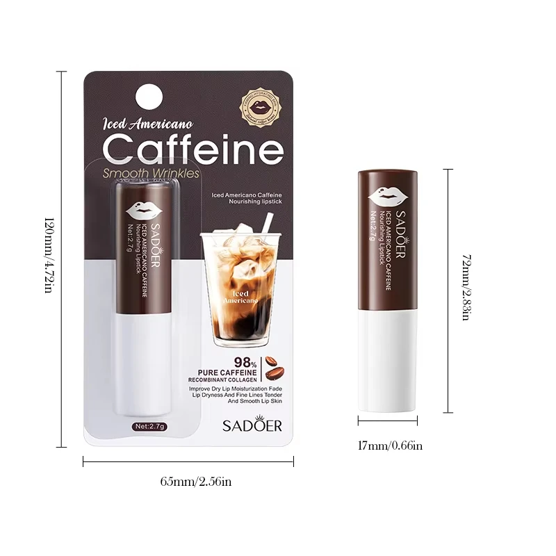 SADOER Caffeine Moisturizing Lipstick Anti Cracking Plump Lips Hydrating Brightening Nourishing Lip Balm Lip Plumper