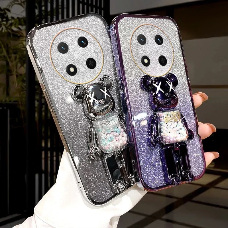 

For Honor Magic 7 Lite Pro 5G X9C Case Bracket Glitter Sequins Silicone Cover For Honor X9C Magic Pro Lite 7 magic7 Back Casing