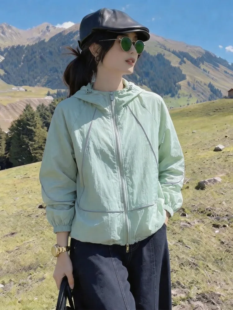 

Women's Breathable Lightweight Loose Sun Protection Jacket Summer 2026 New Style Air Conditioning Open Cardigan Windbreaker