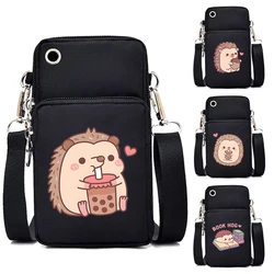 Cute Hedgehog Bobo Tea Purses and Handbags Women Mini Mobile Phone Bag Cartoon Hedgehog Zipper Crossbody Bag Women Shoulder Bags