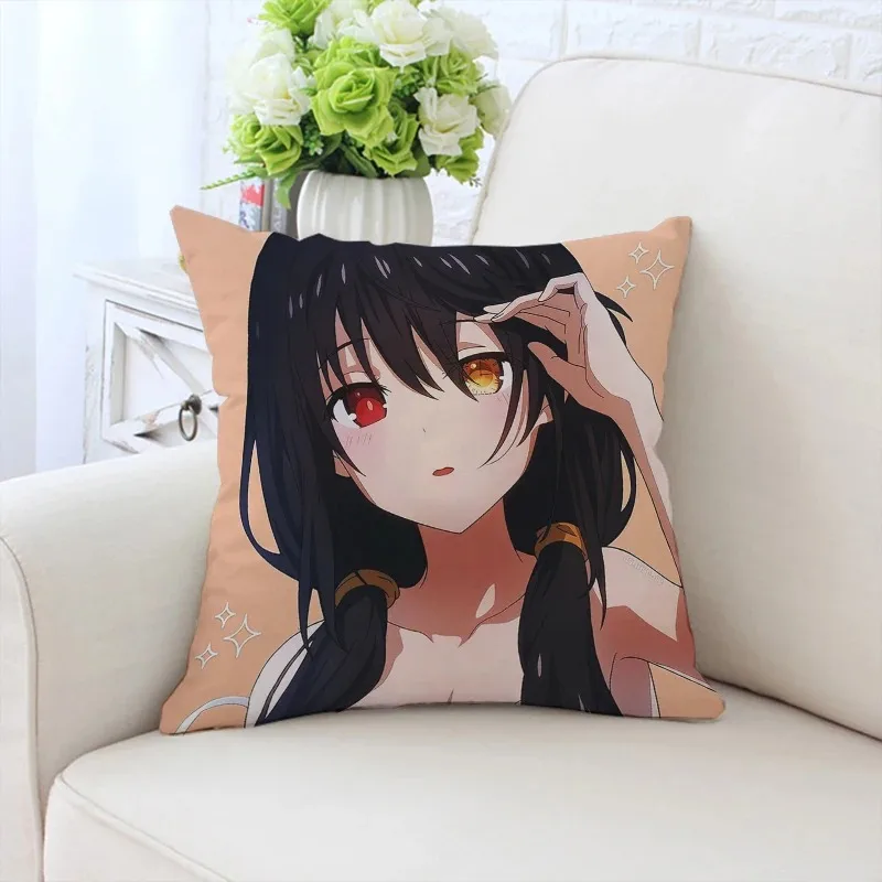 Pillow case anime T-Tokisaki Kurumi  printed sofa cushion cover, chair waist support customized gift 45x45cm