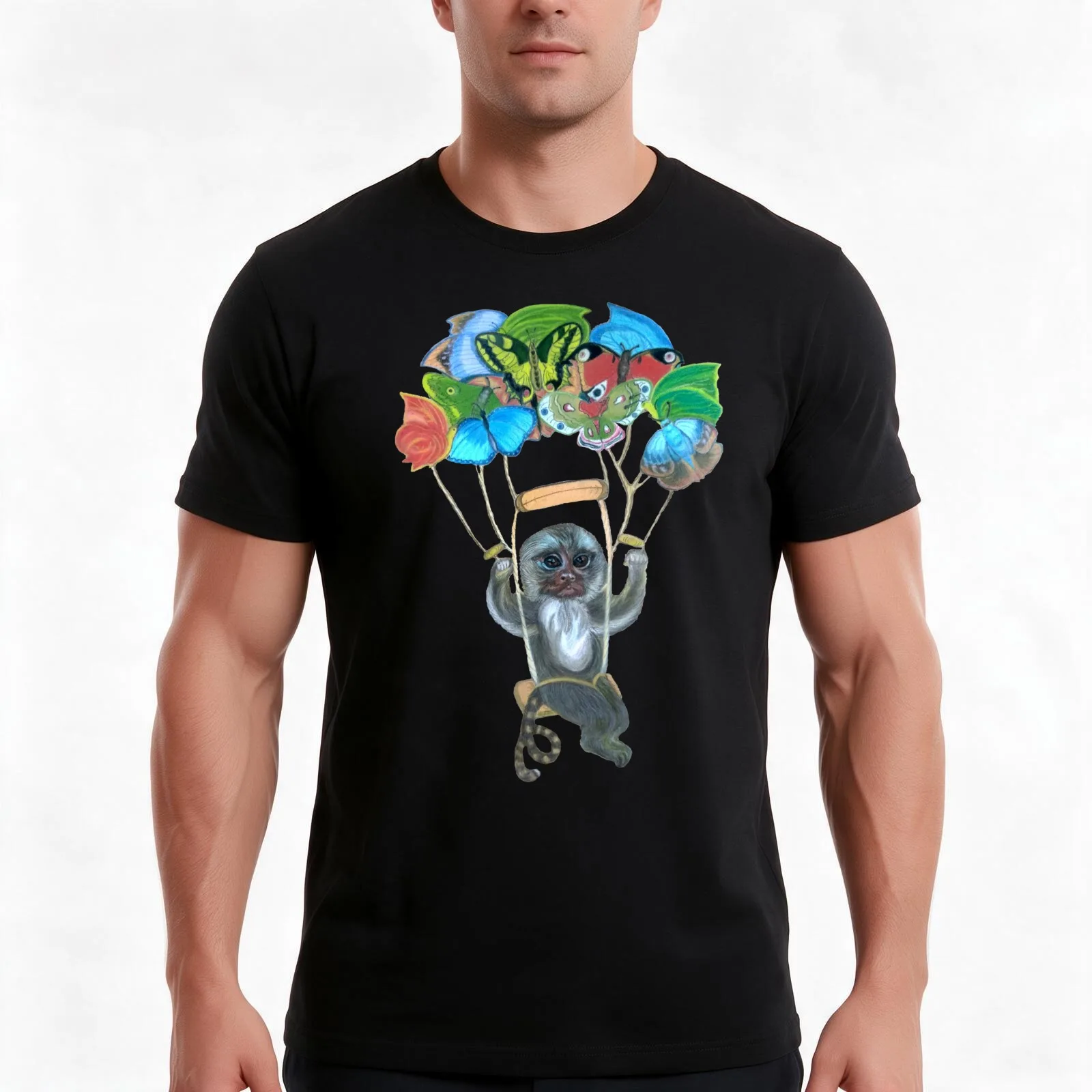 Pygmy marmoset - Skydiver T-Shirt, Summer Casual Cotton Tee, Oversized Streetwear Tops, Vintage Graphic Print, Unisex Men Women