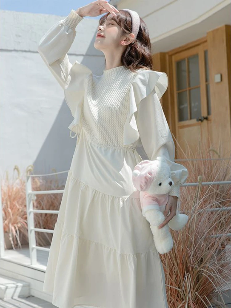 Dresses Women Patchwork Special Charming Elegant Sweet Modern Korean Style Basics Autumn All-match Ladies Age-reducing Tender