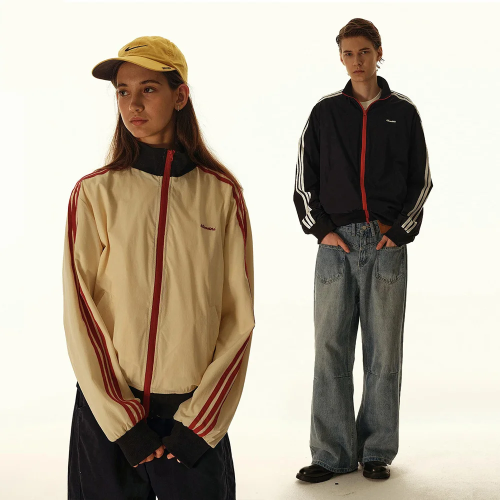 

Autumn Spring College Style Vintage Sports Jacket Men Women Streetwear Fashion Hip Hop Loose Casual Short Jacket Couple Coat