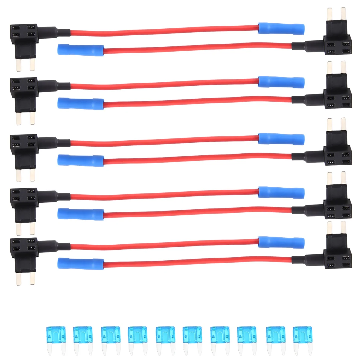 Paquete de 10 - Adaptador de grifo de fusible de circuito adicional para automóvil de 12 V Mini portafusibles de cuchilla APM ATM