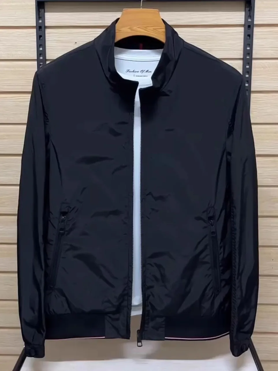 

High Quali Pure Color Stand Collar Jaet Casual Faionable Haome Autumn Outerwear Youth Long Sve Zipper Closure