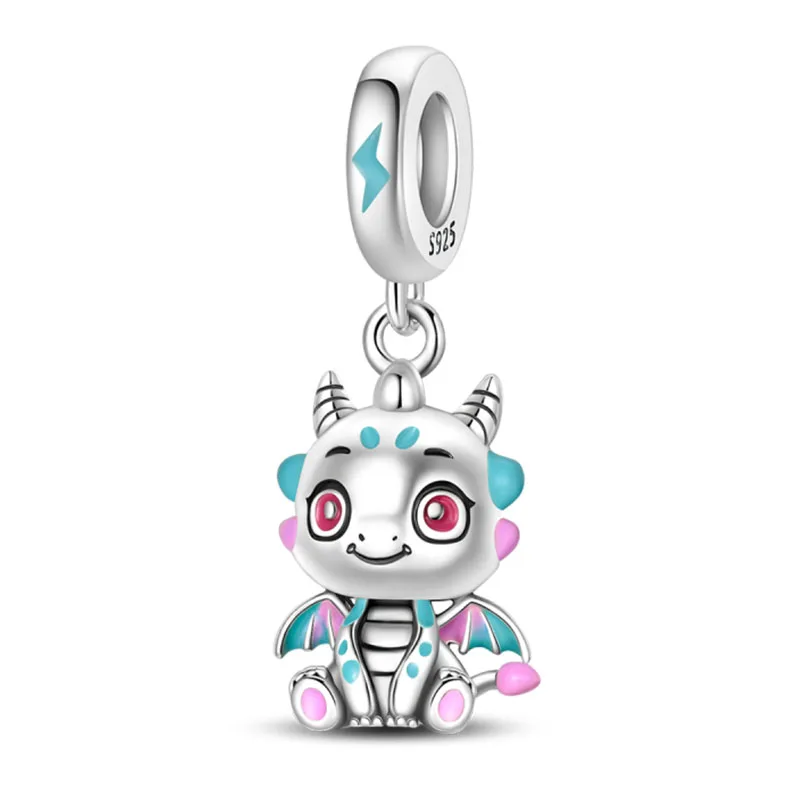 

Cute 925 Sterling Silver Original Design Cartoon Series Little Dragon 3mm Original Design Fit Wedding Party DIY Fine Jewelry