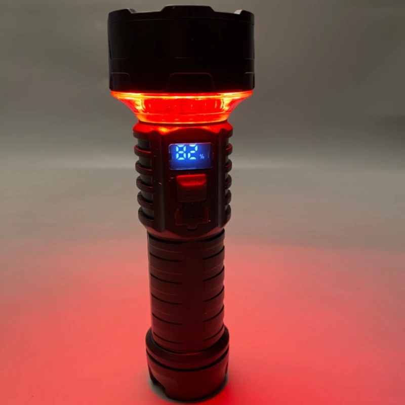 Powerful Led Camping Flashlight With Power Display Portable Rechargeable Light Emergency Waterproof Lantern For Outdoor Camping