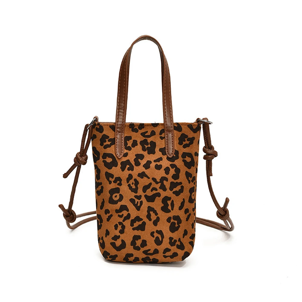 Retro-Nischen-Tasche mit Leopardenmuster, kleine quadratische Tasche, neue, vielseitige Umhängetasche, kleine Umhängetasche aus Wildleder für das Handy, Damentasche. – Detail 6