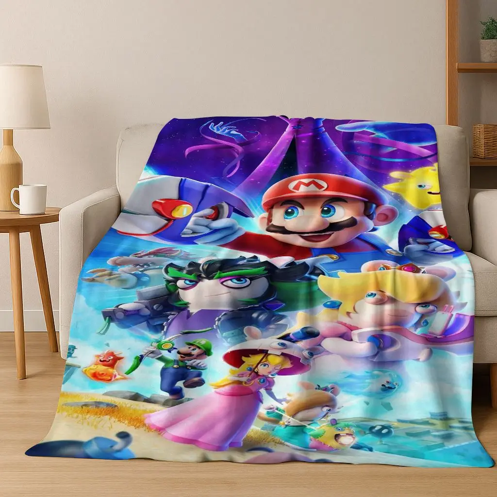 3D Mario Cartoon Gift Flannel Blanket,Warm and Cozy Soft Throw Blanket for Home Bedroom Bed Sofa Travel Picnic Office Cover Kid view 2