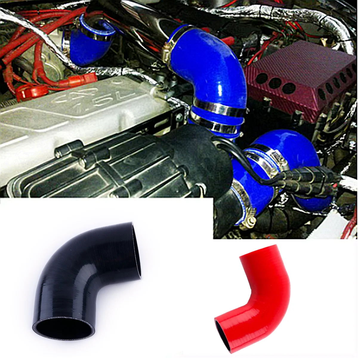 

90 Degree reduce Elbow 102 Length General Silicone Coolant Intercooler Pipe Tube Hose ID70-80mm 70-90mm 70-100mm 74-80mm 75-85mm